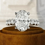 ECLET JEWELS 2.5 Ct Oval Cut Diamond Ring for Women's - 14K White Gold Over Rings - Hidden Halo Wedding Engagement Rings for Gifts - Modern Anniversary Wedding Women's Rings - Valentine Proposal Ring