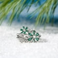 thumbnail image 1 of Eclet Jewels Brilliant 1.4 Ct Round Cut Diamond Ring - 14K White Gold Over Wedding Anniversary Ring - Flower Design Birthstone Diamond Ring for Girls - Unique Green Floral Diamond Ring For Women's, 1 of 8