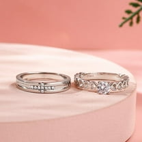 Eclet Jewels Brilliant 2.3 Ct Round Cut Moissanite Ring - 14K White Gold Plated Anniversary Rings - Moissanite Couple Rings - Solitaire Moissanite Ring for Women's - Simple Moissanite Ring for Men's