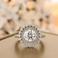 thumbnail image 1 of Eclet Jewels Brilliant 2 Ct Round Cut Moissanite Ring - 14K White Gold Plated Ring - Proposal Ring for Girlfriend - Double Halo Moissanite Jewelry - Moissanite Beautiful Special Occasion Ring, 1 of 9