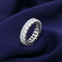 Eclet Jewels Emerald Cut Excellent 1.7 Ct Diamond Ring For Women's - White Gold Over 14K Silver Diamond Ring - Silver Diamond Beautiful Special Occasion Rings for Women's - Full Eternity Diamond Ring