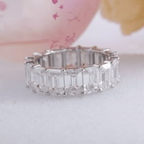 Eclet Jewels Excellent 1.9 Ct Emerald Cut Simulated Diamond Ring - White Gold over 14K Silver Diamond Ring - Full Eternity Diamond Ring for Women's - Gorgeous Anniversary Gift for Women's