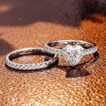 Eclet Jewels Heart Cut Excellent 1.9 Ct Moissanite Ring For Women's - 14K White Gold Plated Moissanite Ring - Solitaire with accent and Eternity Rings for Couples - Simple Engagement Moissanite Rings