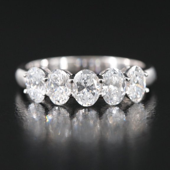 Eclet Jewels Oval Cut Excellent 1.7 Ct Diamond Ring For Her - Silver 14K White gold Over King - 5 Stone Diamond Rings for Women's - Silver Diamond Ring for Women's - Classic Engagement Wedding Rings