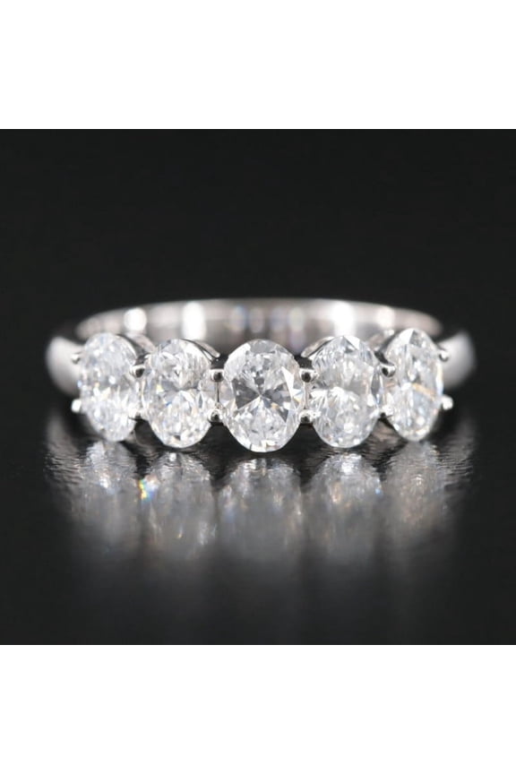 s Oval Cut Excellent 1.7 Ct Moissanite Ring For Her - 14K White Gold Plated King - 5 Stone Moissanite Rings for Women's - Silver Moissanite Ring for Women's - ClassicWedding Rings