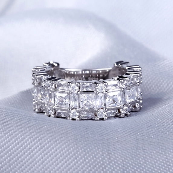 Eclet Jewels Princess Cut Excellent 4 Ct Diamond Ring For Women's - 14K White Gold Plated Anniversary Rings - Eternity Special Occasion Rings for Women's - Charistmas Special Gift for Her