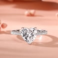 thumbnail image 1 of Eclet Jewels Prong Set 1.9 Ct Heart Cut Lab Created Diamond Ring - Silver 14K White Gold Plated Ring - Heart shape Diamond Rings for Her - Heart Solitaire with Round Accent Diamond Rings for Women's, 1 of 9
