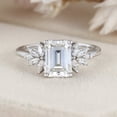 thumbnail image 1 of Eclet Jewels Prong Set 2 Ct Emerald Cut Lab Created Diamond Ring - 14K White Gold Over Birthday Ring - Leaf Shape Wedding Engagement Ring for women's - Gorgeous Wedding Anniversary Gifts for Women's, 1 of 9
