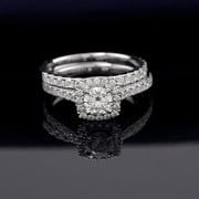 ECLET JEWELS Round Cut 1.8 Ct Diamond Rings - 14K White Gold Over Rings - Engagement Wedding Halo Ring For Women's - Forever Diamond Ring for Women's - Special Occasion Ring - Proposal Delicate Ring
