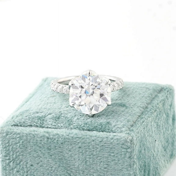 Eclet Jewels Round Cut 2 Ct Diamond Ring Gifts - 14K White Gold Over Ring - Engagement Sterling Silver Ring for Her - Anniversary Diamond Jewelry for Women's - Wedding Proposal Rings for Girlfriend