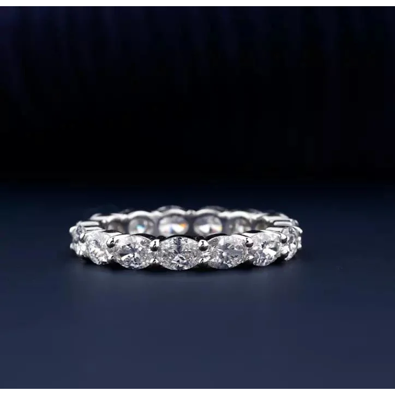 Eclet Jewels Silver 14K White Gold Over Ring - Oval Cut Excellent 0.9 Ct Diamond Ring For Women's - Dainty Engagement Wedding Diamond Rings for Women's - full Eternity Diamond Rings for women's