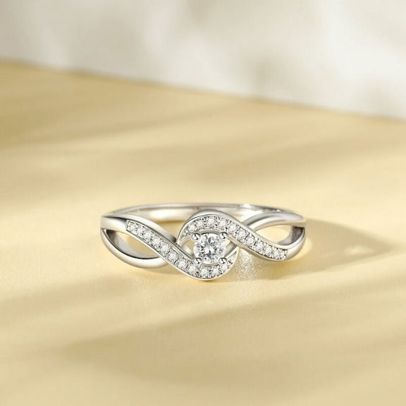 Eclet Jewels Stamped 14K Diamond Ring - Round Cut 0.7 Ct lab Created Simulated Diamond Ring - Engagement Wedding Swirl Ring for Women's - Anniversary Twisted Shank Ring - Forever Diamond Ring for Her