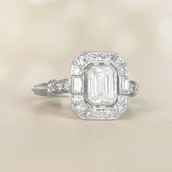 Eclet Jewels Vintage Jewelry - 1.9 Ct Emerald Cut Lab Created Diamond Ring for Women's - 14K White Gold Plated Ring - Retro Vintage Wedding Ring - Beautiful Silver Special Occasion Rings