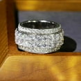 thumbnail image 1 of Eclet Jewels White Gold Over 14K Silver Diamond Ring - 1.1 Ct Round Brilliant Cut Diamond Ring - Bold Belt Silver Diamond Rings for Men's - Engagement Wedding diamond Rings for Men's - Birthday Gifts, 1 of 6