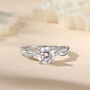 Eclet Jewels White Gold Over 14K Silver Diamond Ring - 1.8 Ct VVS1/D Round Cut Lab Created Simulated Diamond Ring - Infinity Twisted Cross Over Shank Engagement Rings for Her - Promise Wedding Gifts