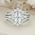 thumbnail image 1 of Eclet Jewes 1.9 Ct Oval Cut Diamond Ring - 14K White Gold Plated Ring - Double Enhancer Curved Wedding Band Bridal Rings For Women - Latest Diamond Ring for Women's - Party Wear Ring, 1 of 9