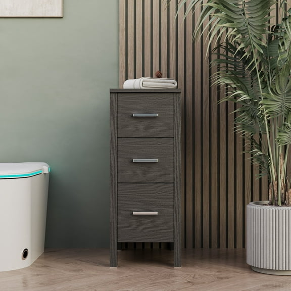 Eclife 12" Freestanding Bathroom Cabinet with 3 Drawers, Black