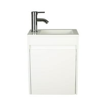 Eclife 16" Wall Mounted Bathroom Vanity with Ceramic Sink, Faucet, Drain, P-Trap