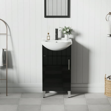 Eclife 18" Freestanding Single Bathroom Vanity with Euro Ceramic Sink and Faucet