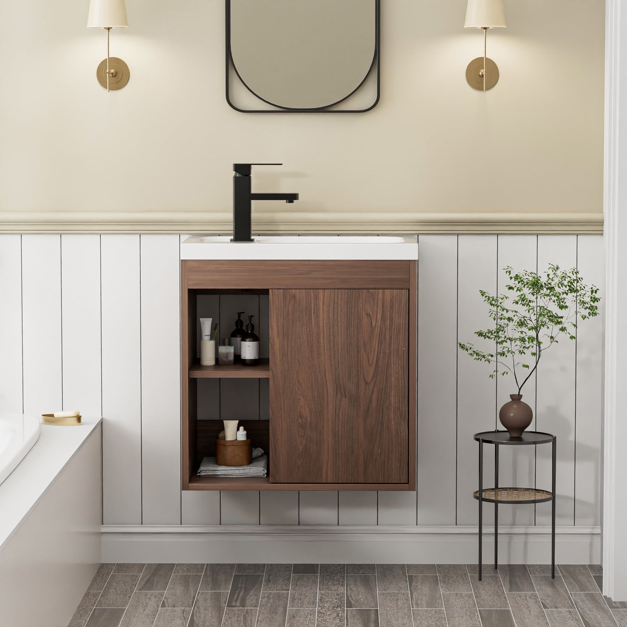 Eclife 20" Wall Mounted Small Bathroom Vanity with Integrated Sink ...