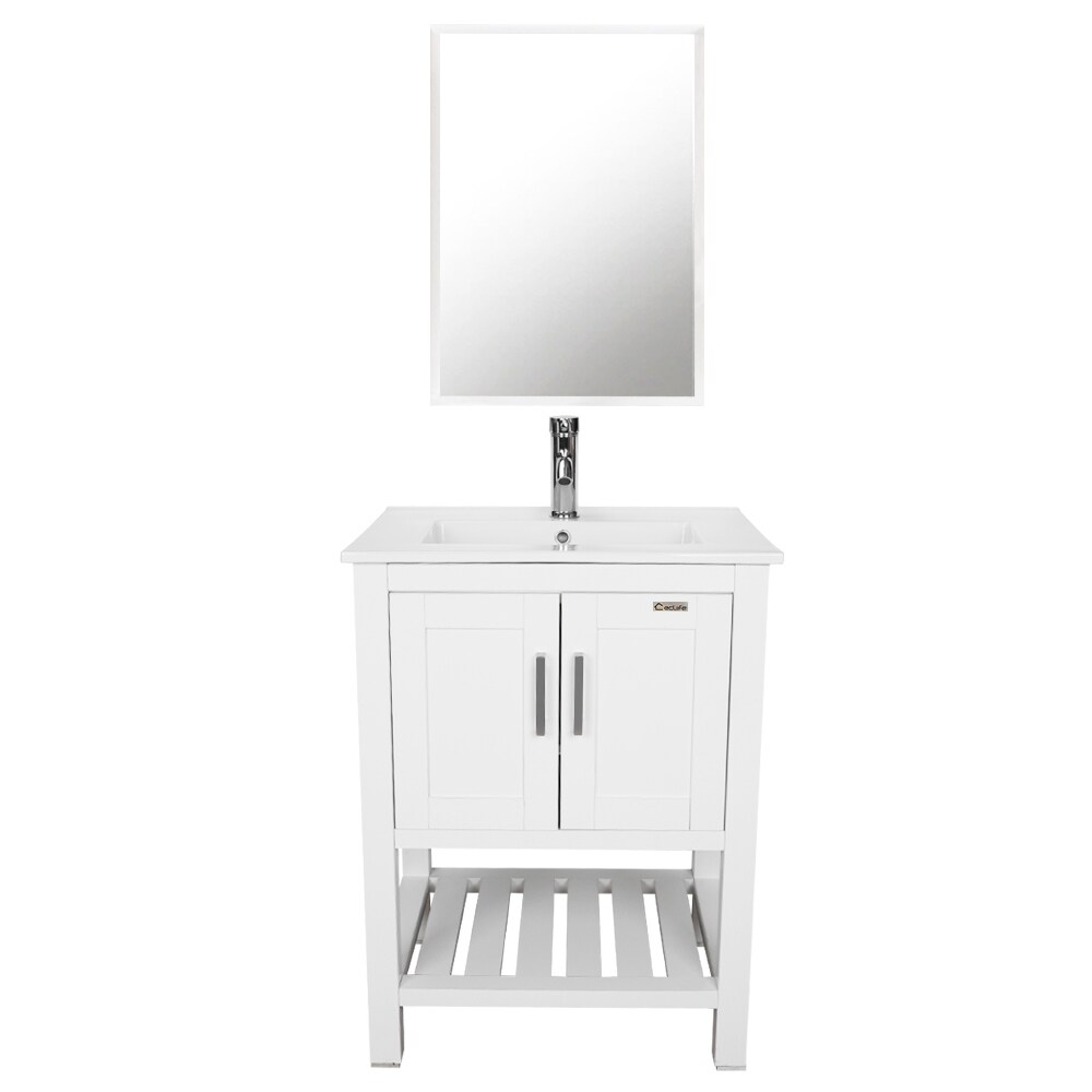 Eclife 24" Bathroom Vanity Set W/Drop in Sink Mirror Combo