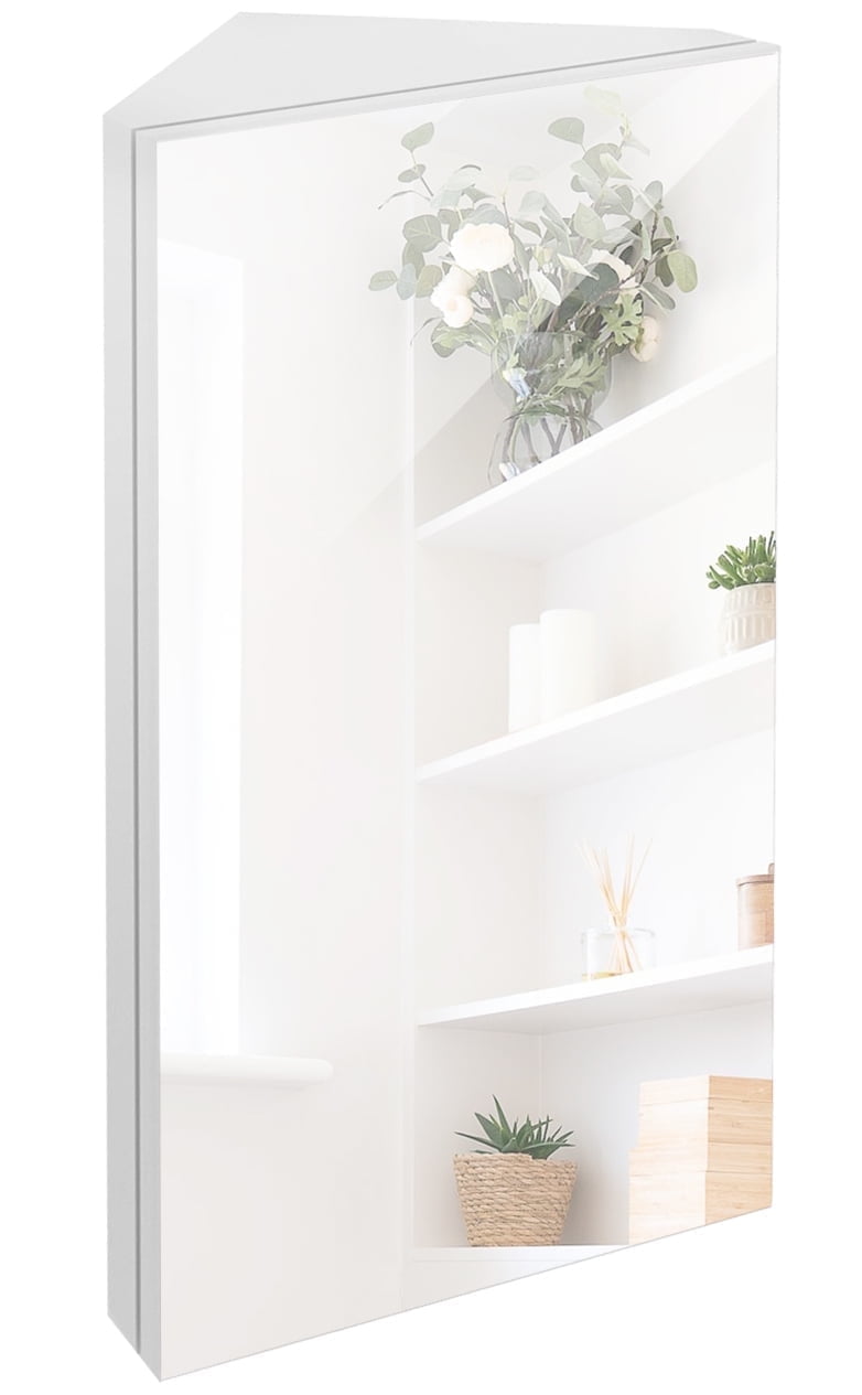"Eclife 24"" Bathroom Storage Space, Corner Medicine Cabinet with Mirror, 1 Door Triple Shelf ...