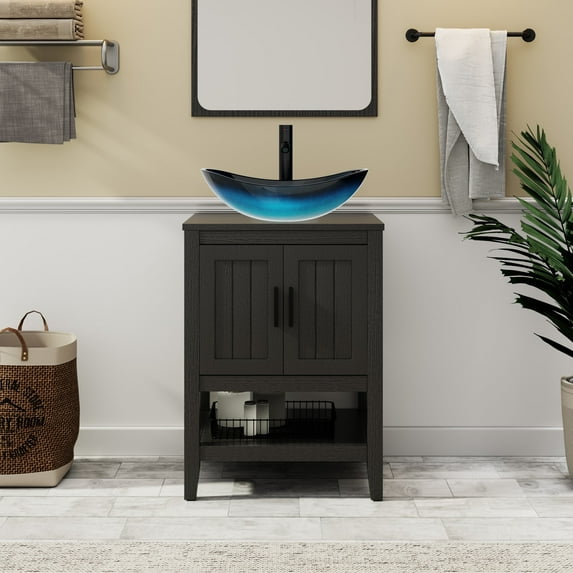 Eclife 24" Freestanding Bathroom Vanity Set with Vessel Sink, without Mirror