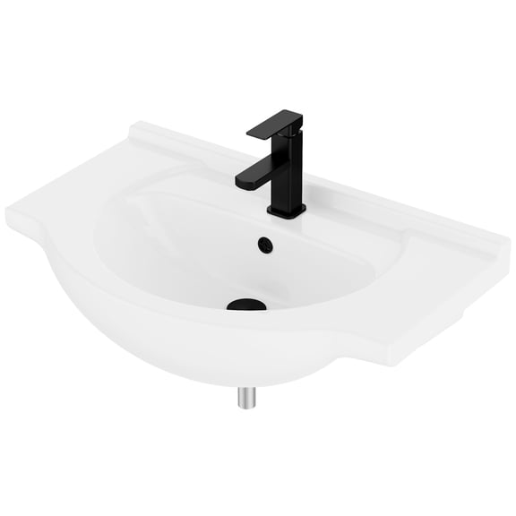 Eclife 30" Euro-Style Integrated Ceramic Bathroom Sink Top with Rounded Basin
