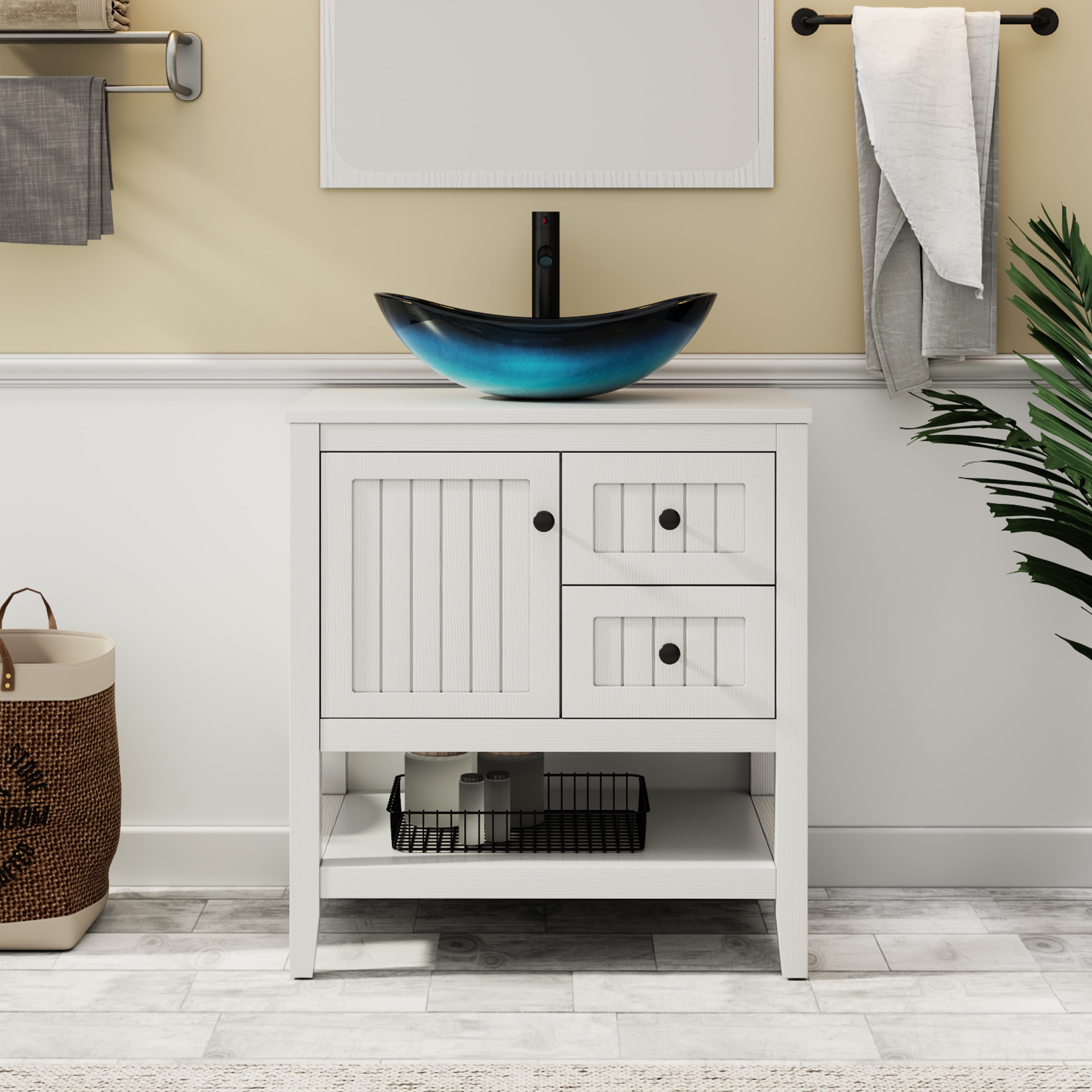 Eclife 30" Freestanding Bathroom Vanity Set with Vessel Sink, Faucet and Drain