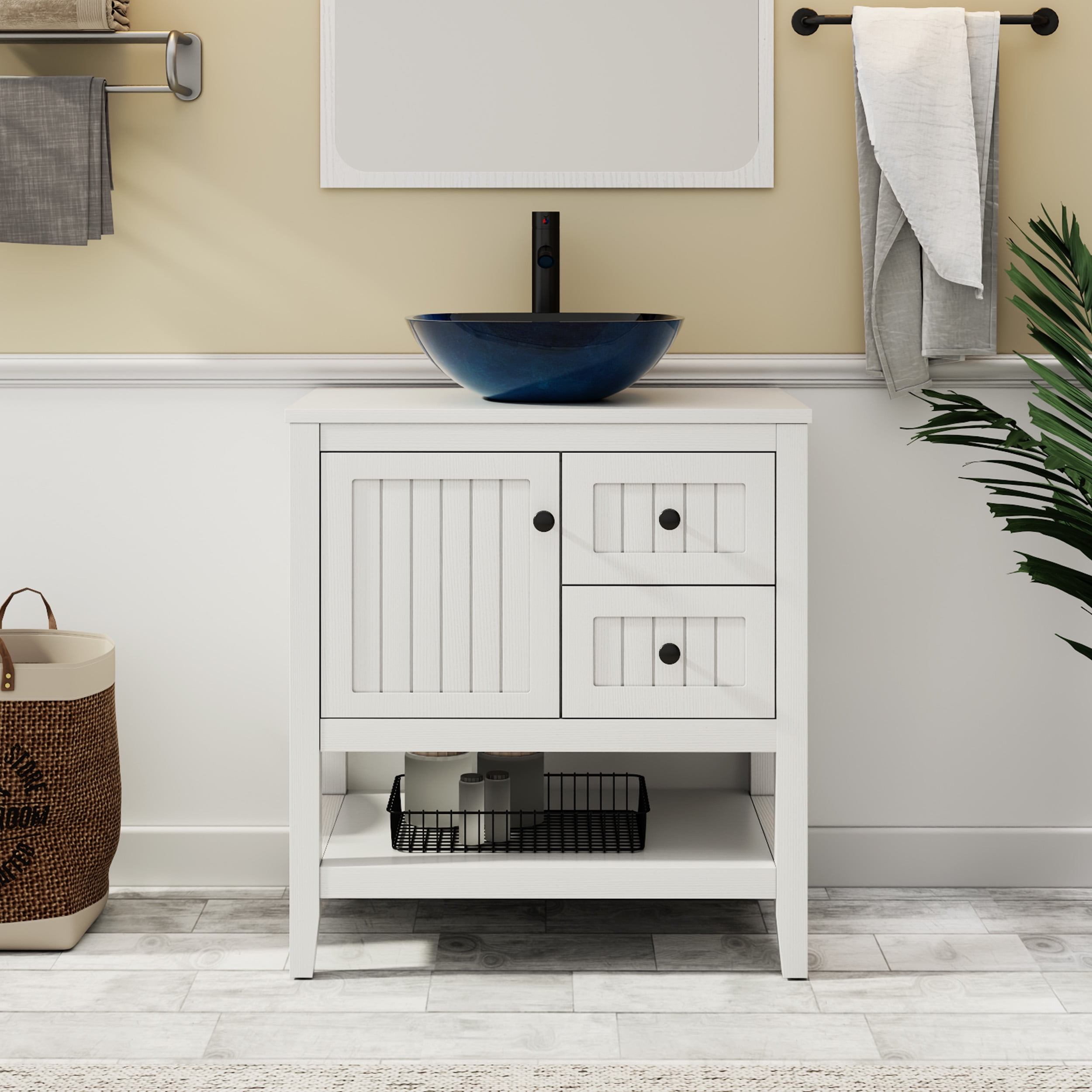 Eclife 30" Freestanding Bathroom Vanity Set with Vessel Sink, Faucet and Drain