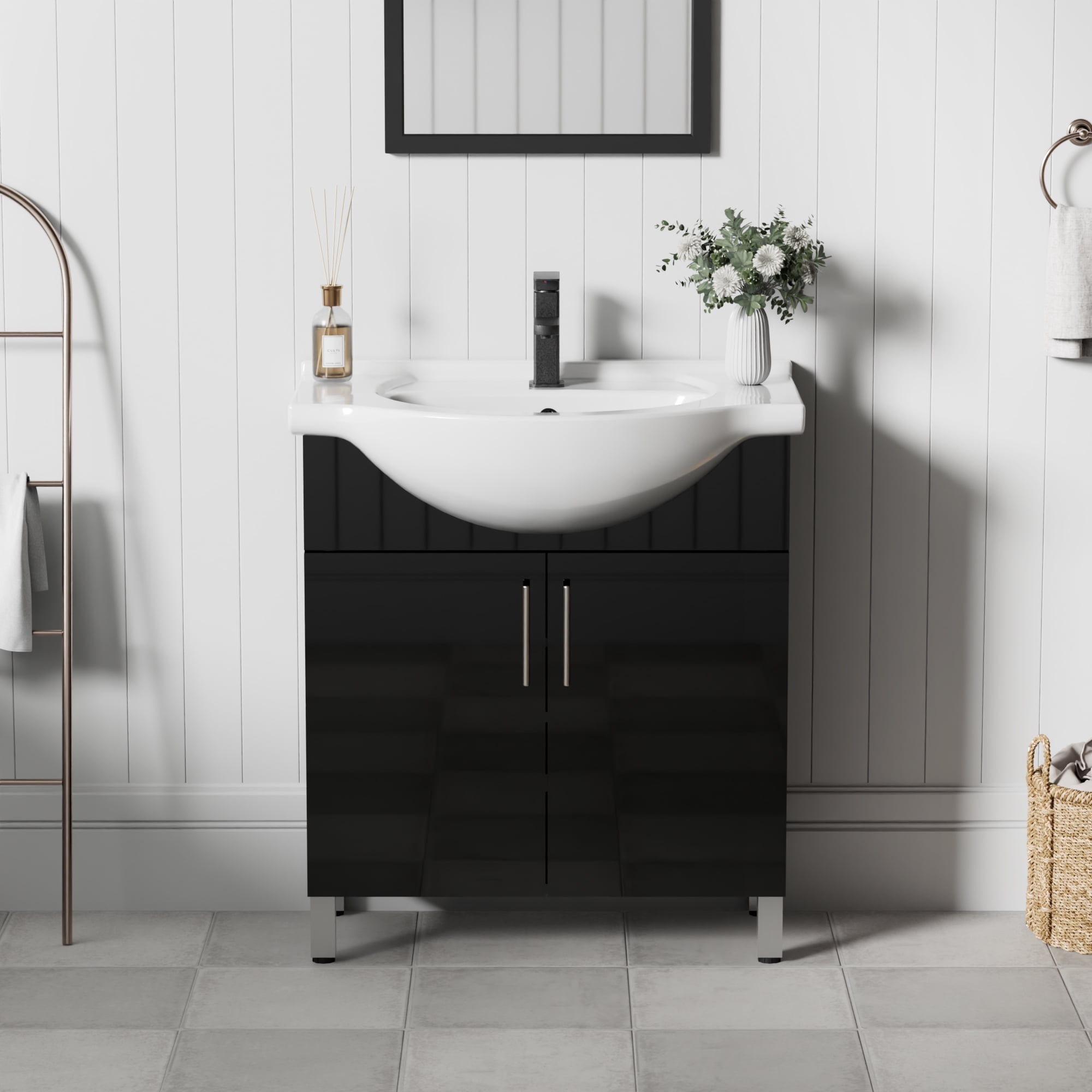 Eclife 30" Freestanding Single Bathroom Vanity with Euro Ceramic Sink and Faucet