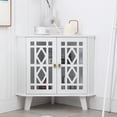 thumbnail image 1 of eclife 32-inch Corner Sideboard Cabinet, Freestanding White Storage Furniture with 2 Doors and Adjustable Shelves, 1 of 8