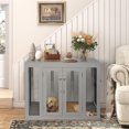 thumbnail image 1 of Eclife 35.4" Furniture Style Dog Crate Double Doors Wood Dog Cage Medium Dog House with Cushion for Indoor Use,Gray, 1 of 10