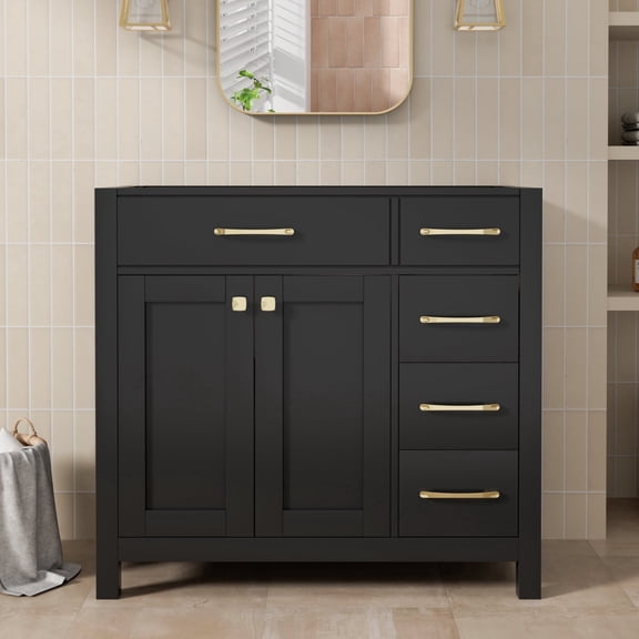 Eclife 36 Inch Black Bathroom Vanity without Top, Manufactured Wood