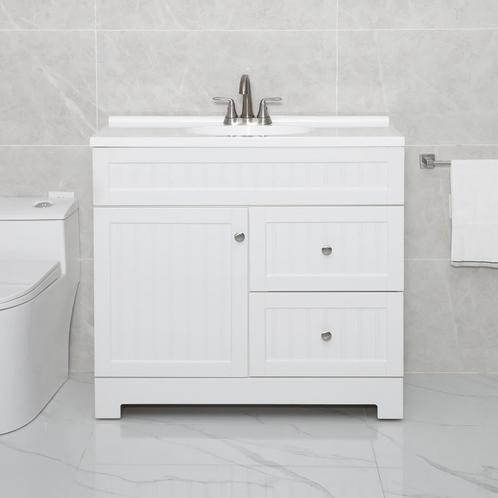 Eclife 36" Bathroom Vanity Cabinet with Oversize Ceramic Drop-In Sink, 81 lb