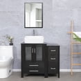 thumbnail image 1 of Eclife 36"W x 20"D x 32"H Black Bathroom Vanity Sink Combo White Rectangle Ceramic Vessel Sink with Side Cabinet, Water Save Faucet & Solid Pop up Drain,Mirror, 1 of 14