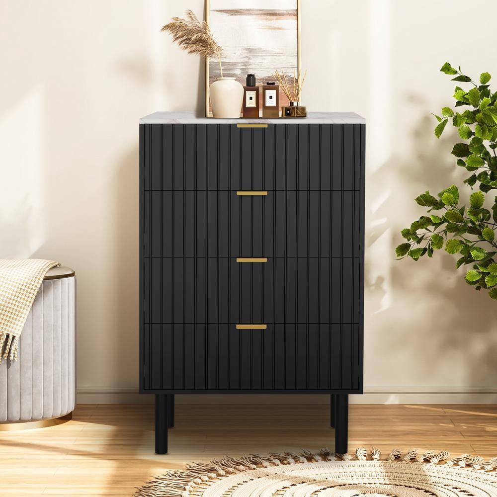 Eclife Modern 4-Drawer Furniture Dresser, Imitation Marble Texture, Accent Chest for Bedroom ...