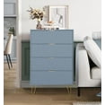 thumbnail image 1 of Eclife 4-Drawer Dressers Chest Storage Accent Cabinet Organizer Unit with Metal Legs for Bedroom Makeup Bathroom Clothes Living Room Closet in Blue, 1 of 10