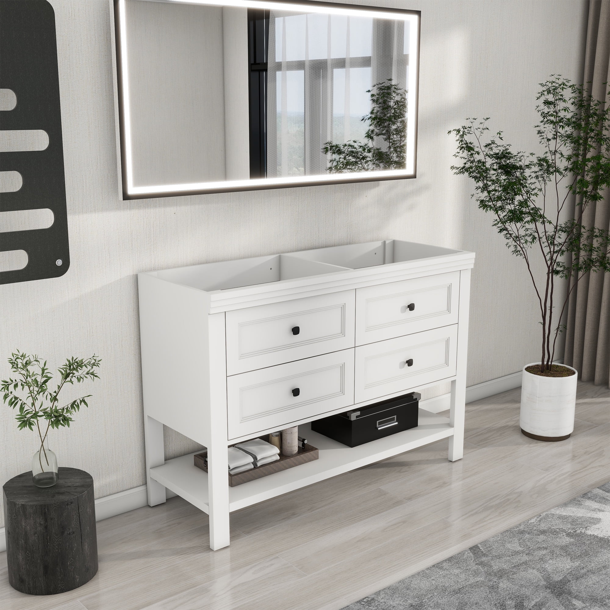 Eclife 48" Double Sink Bathroom Vanity Base Only, Sink not Included, 4 ...