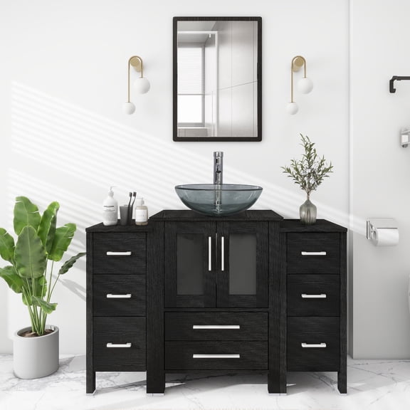 Eclife 48" Single Bathroom Vanity Set Sink Combo with Faucet, Pop up Drain