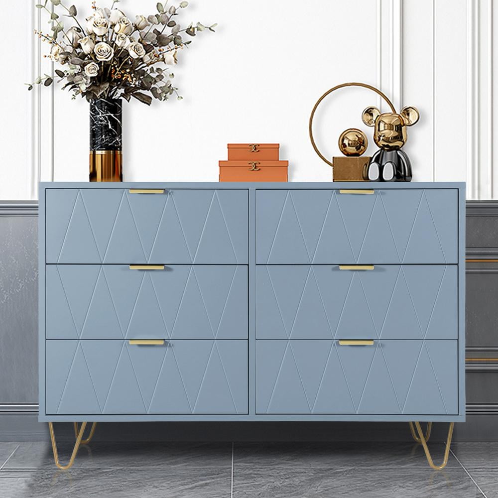 Eclife 6Drawer Double Dresser Chest with Wide Drawers and Metal