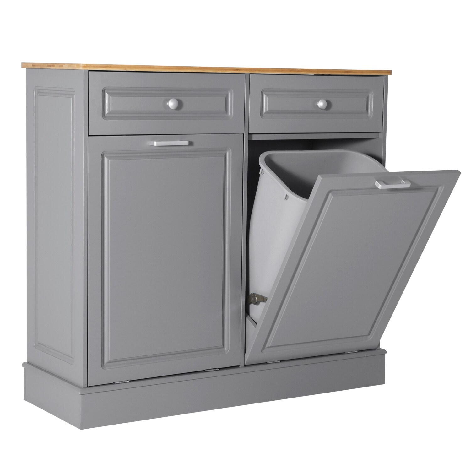 Eclife Double Tilt Out Trash Wooden Hidden Garbage Storage