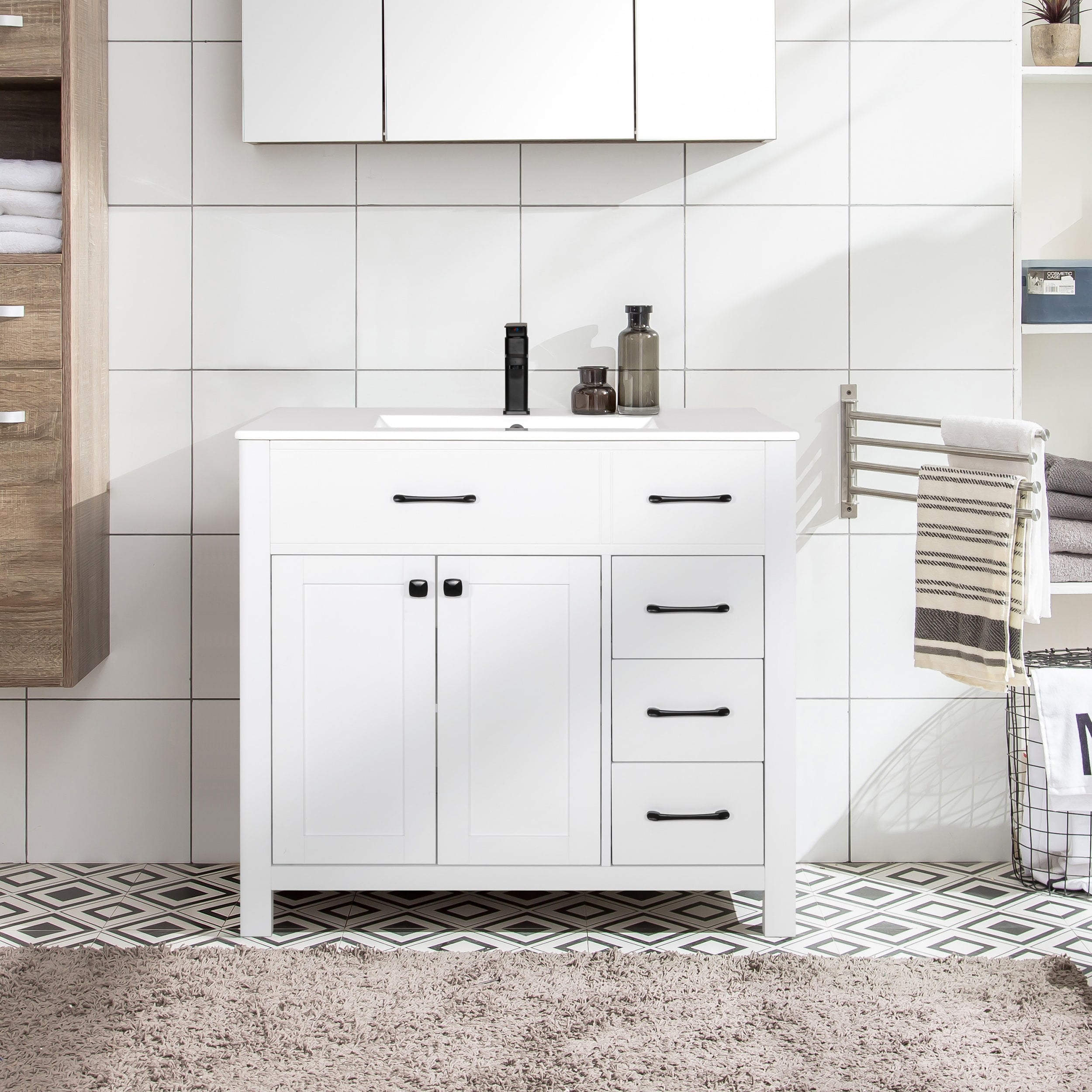 eclife Bathroom Vanity Cabinet Set with Under-mount Vessel Sink Combo ...