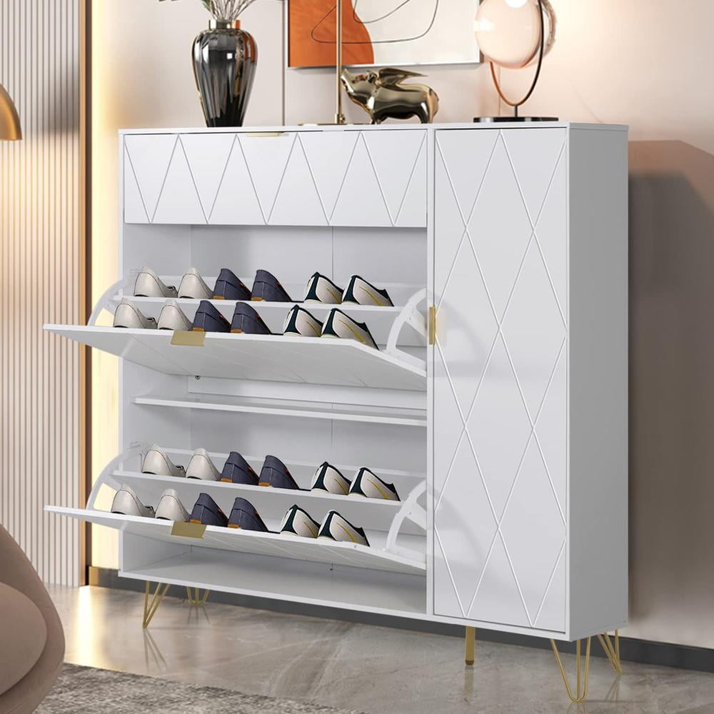Entryway Modern Shoe Storage Rack Organizer Tall Shoe Cabinet with 3  Drawers