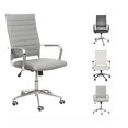 thumbnail image 1 of Eclife Urban Adult Leather Ribbed Indoor Commercial Task Chairs with Swivel and Height & Tilt Adjustable, Arm Sleeves and Chrome Base (Set of 1), Gray, 1 of 9