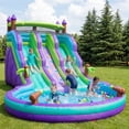 thumbnail image 1 of Eclife Inflatable Bounce House Water Slide with Blower, Backyard Water Park Combo with Slides, Splash Pool, Climbing Wall, Obstacle Course, Jumping Area for Indoor Outdoor, 1 of 11