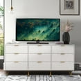 thumbnail image 1 of Eclife Line Texutre Dressers with 9-Drawers and Metal Handles Wood Chests of Drawers for Adult Bedroom Living Room Storage, White, 1 of 9
