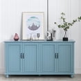 thumbnail image 1 of Eclife Mid-Century Sideboard Cabinet, Blue, 4 Doors with Adjustable Shelves, MDF Storage Cabinet for Dining Room or Living Room, 1 of 8