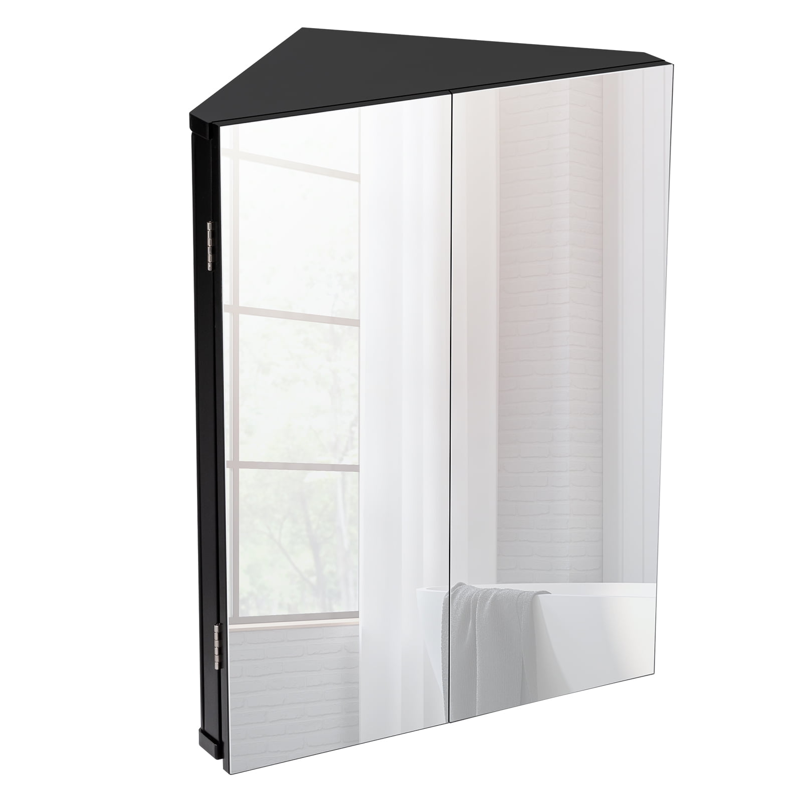 Eclife Rectangle Corner Medicine Cabinet with Mirror Wall Mounted ...