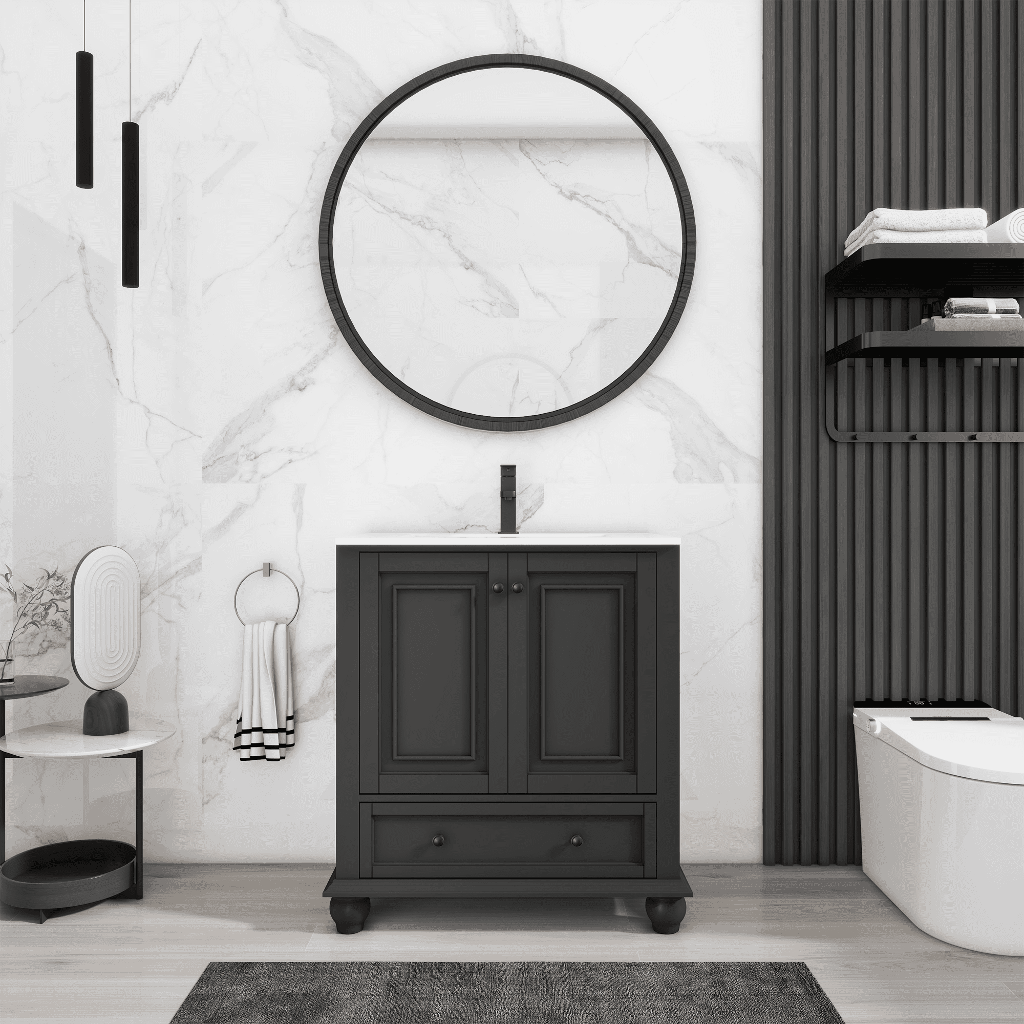 Eclife Vintage 30 Bathroom Vanity with Ceramic Undermount Sink Top Matt Gray Walmart